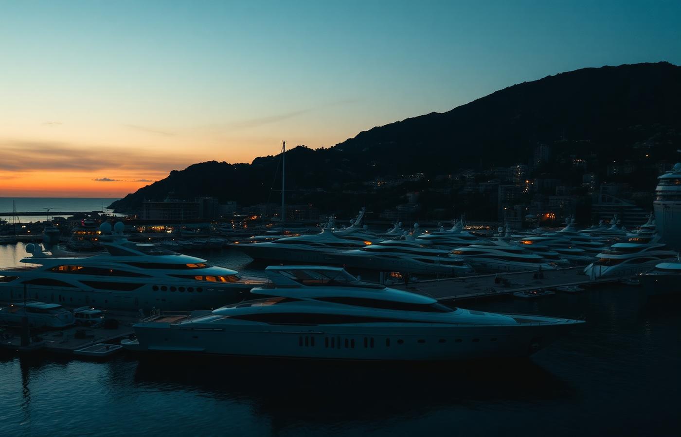 Monte Carlo waterfront at dusk